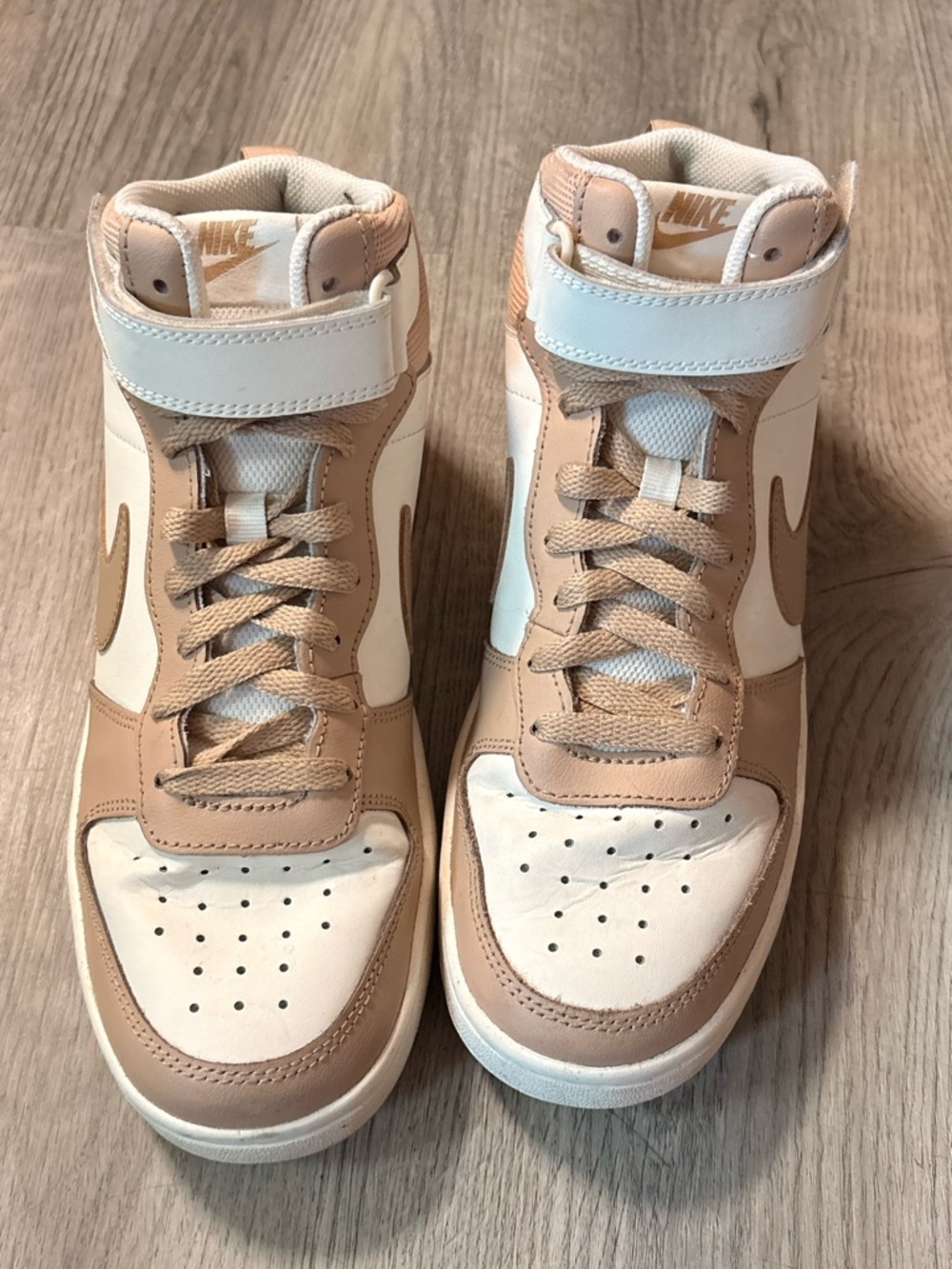 Nike High-Top Sneakers in Beige and White